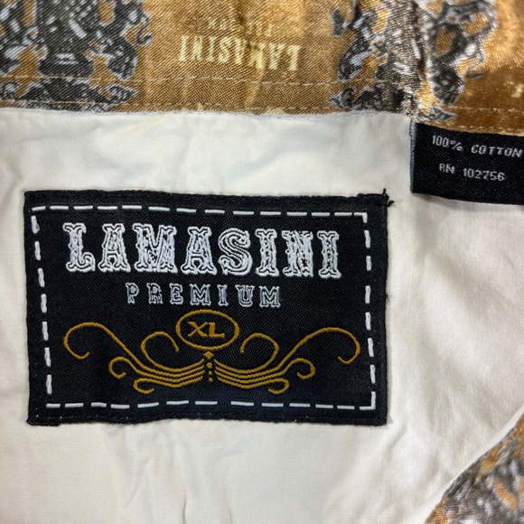 Lamasini Premium Dress Shirt Men XL White Embroidered Western Metal Button Up - Picture 3 of 14